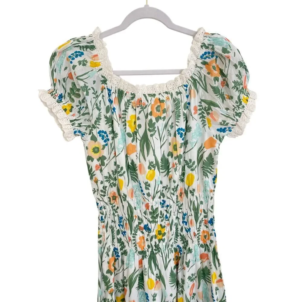 Olivia James The Label Josie Off The Shoulder Floral Puff Sleeve Midi Dress - Picture 6 of 11